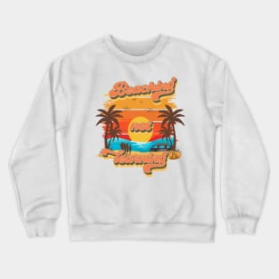 Beaching not learning Retro quote groovy student vacation Crewneck Sweatshirt